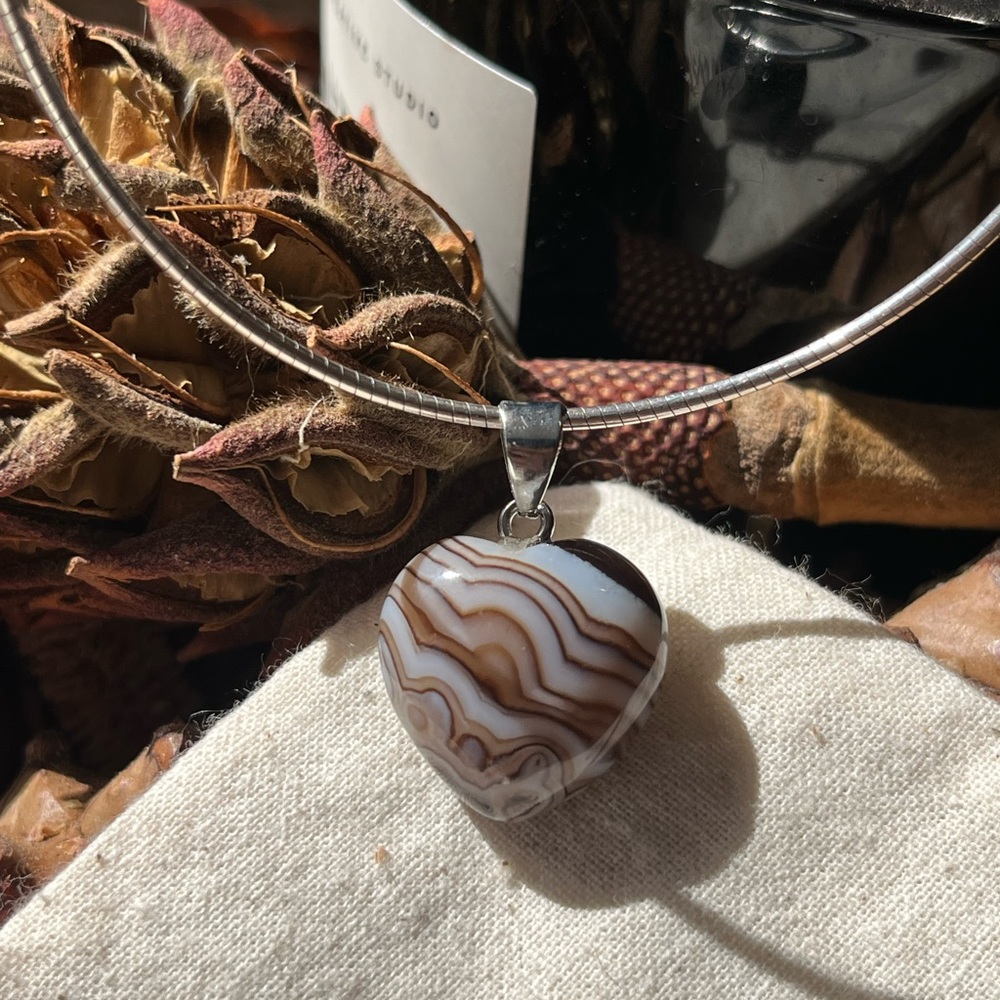 Stainless steel cute‎ agate heart pendant